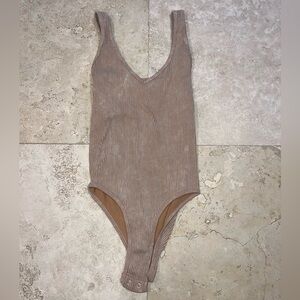 Ribbed Tan Bodysuit Size M